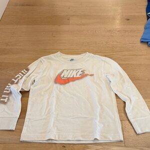 Nike Kids White and Orange Long Sleeve Tee